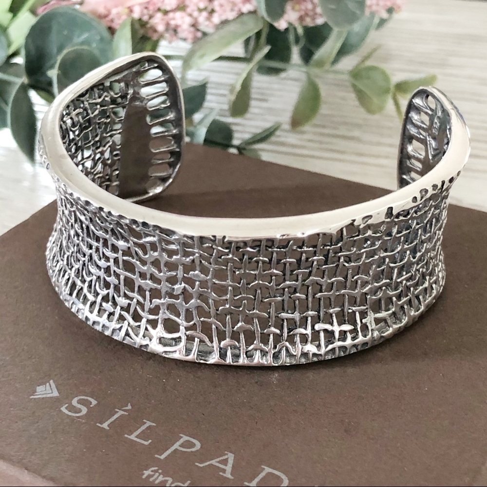 B1625 SILPADA Hammered Silver Mesh Cuff Bracelet